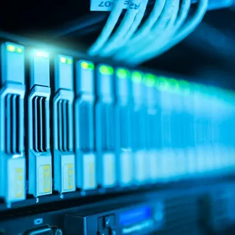 Close up inside a data centre